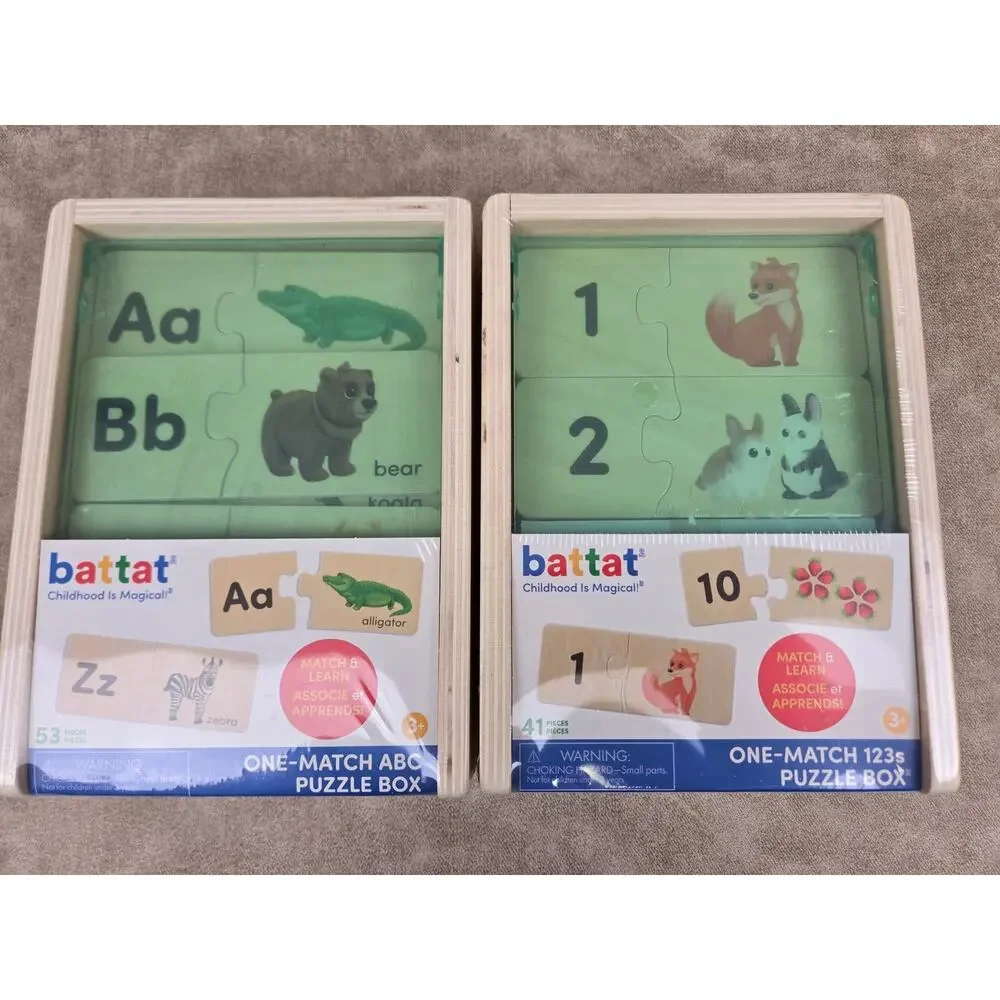 Battat One-Match ABC Puzzle Box and 123s Puzzle Box